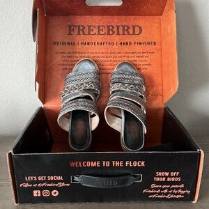 Freebird Black and Silver Strappy Sandals